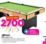 Shoot Pool Table PT500 Plus 2 Dunlop 48" 1 Piece Hardwood Cue