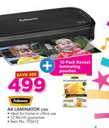 Fellowes A4 Laminator L80 Plus 10 Pack Kenzel Laminating Pouches