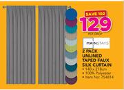 Mainstays 2 Pack Unlined Taped Faux Silk Curtain-Per Drop