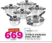 Mainstays 12 Piece Stainless Steel Pot Set-Per Set