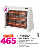 Logik 3 Bar Heater LT-1800Q