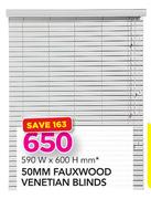 Decorland 50mm Fauxwood Venetian Blinds-590X600mm