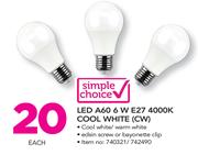 Simple Choice LED A60 6W E27 4000K Cool White CW-Each