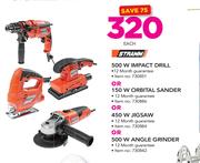 Stramm 500W Impact Drill Or 150W Orbital Sander Or 450W Jigsaw Or 500W Angle Grinder-Each