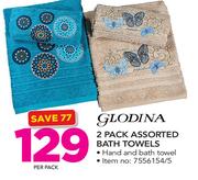 Glodina 2 Pack Assorted Bath Towels