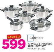 Mainstays 12 Piece Stainless Steel Pot Set