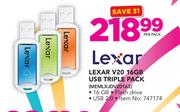 Lear V20 16GB USB Triple Pack MEMLXJDV20163-Per Pack