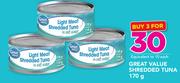 Great Value Shredded Tuna-3x170g