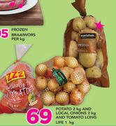 Potato 2Kg, Local Onions 2Kg And Tomato Long Life 1Kg-For All