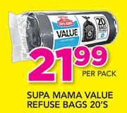 Supa Mama Value Refuse Bags-20's Per Pack