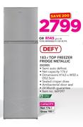 Defy 183Ltr Freezer Fridge Metallic D220D