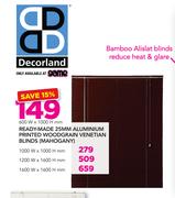 Decorland Ready-Made 25mm Aluminium Printed Woodgrain Venetian Blinds Mahogany-600X1000mm
