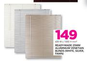 Decorland Ready-Made 25mm Aluminium Venetian Blinds (White, Silver Or Fawn)-600X1000mm
