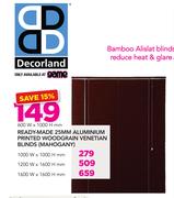 Decorland Ready-Made 25mm Aluminium Printed Woodgrain Venetian Blinds Mahogany-1000X1000mm
