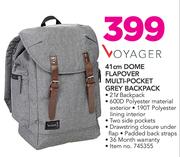 Voyager 41cm Dome Flapover Multi-Pocket Grey Backpack
