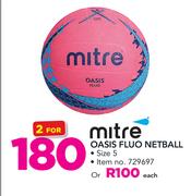 Mitre Oasis Fluo Netball Size 5-Each