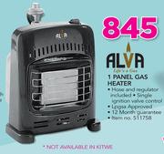 Alva 1 Panel Gas Heater Includes Hose And Regulator