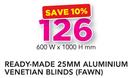 Decorland Ready Made 25MM Aluminium Venetian Blinds Fawn-600 W x 1000 H mm