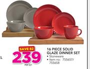 16 Piece Solid Glaze Dinner Set-Per Set