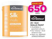 Homestead 20Ltr Silk Walls Paint-Each