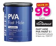 Homestead 5Ltr Fast Hide PVA Paint-Each