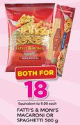 Fatti's & Moni's Macaroni Or Spaghetti-500g-For Both