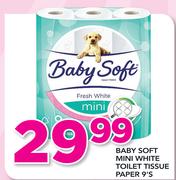 Baby Soft Mini White Toilet Tissue Paper-9's