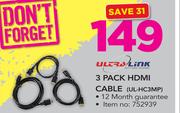 1Ultra Link 3 Pack HDMI Cable UL-HC3MP