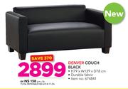 Denver Couch Black H79 x W139 x D78cm