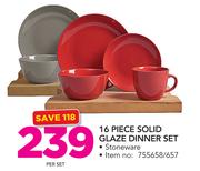 16 Piece Solid Glaze Dinner Set-Per Set