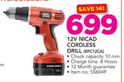 Black & Decker 12V Nicad Cordless Drill EPC12CA