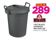 Big Jim 120Ltr Black Garbage Bin And Lid