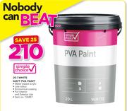 Simple Choice 20Ltr White Matt PVA Paint