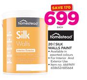 Homestead 20Ltr Silk Walls Paint-Each
