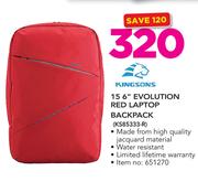 Kingsons 15.6" Evolution Red Laptop Backpack KS85333-R