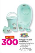 Baby Care 7 Piece Bumper hamper Set Includes Baby Bath, Nappy Bucket, Feeding Set & Baby Potty
