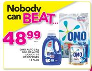 Omo Auto-2Kg Bag Or Auto Liquid-1.5Ltr Or Capsules 14 Pack-Each