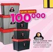 Pride 3 Piece Storage Box Set Lids SET 65 45 25L-Each