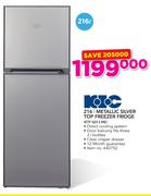 KIC 216Ltr Metallic Silver Top Freezer Fridge KTF 523 1 ME