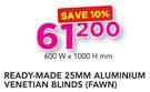 Decorland Ready Made 25MM Aluminium Venetian Blinds Fawn-600 W x 1000 H mm