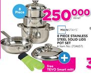 Mainstays 8 Piece Stainless Steel Solid Lids Pot Set-Per Set Free Tevo Smart Mitt
