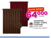Always Home Assorted Dobby Stripe Curtains-Per Drop