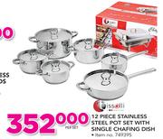 Tissolli 12 Piece Stainless Steel Pot Set With Single Chafing Dish-Per Set