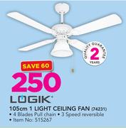 Logik 105cm 1 Light Ceiling Fan 74231