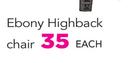 Ebony Highback Chair-Each