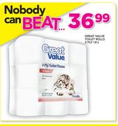 Great Value Toilet Rolls 2 Ply-18's Pack