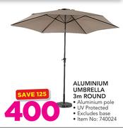 Aluminium Umbrella 3m Round Excluding Base