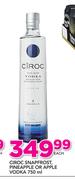 Ciroc Snapfrost Pineapple Or Apple Vodka-750ml Each
