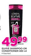 Elvive Shampoo Or Conditioner-400ml Each