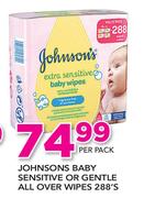 Johnsons Baby Sensitive Or Gentle All Over Wipes-288's Per Pack